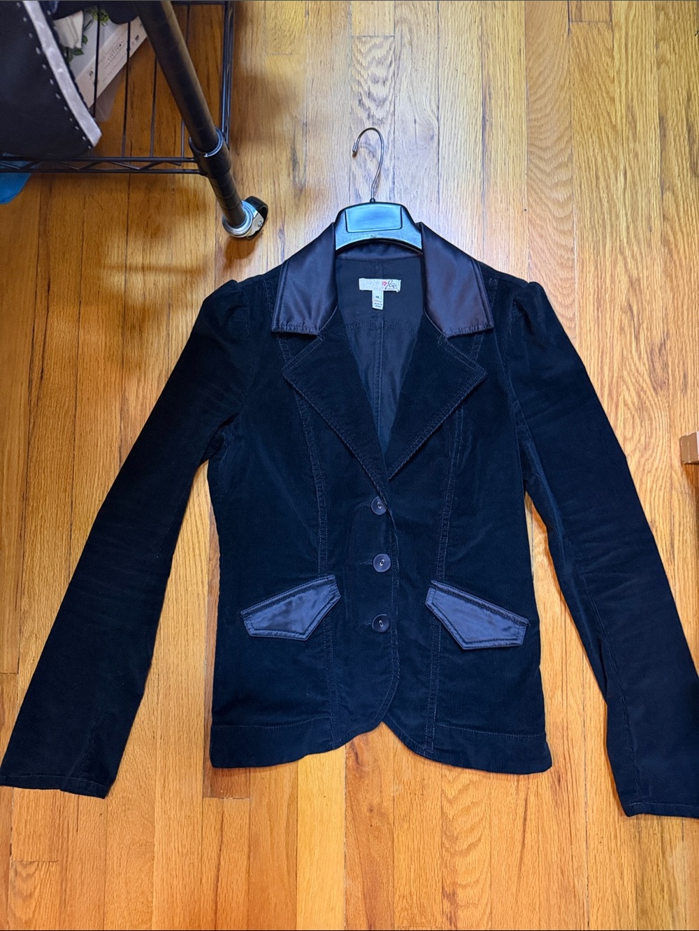 Joie Black Velvet Blazer with Satin Trim